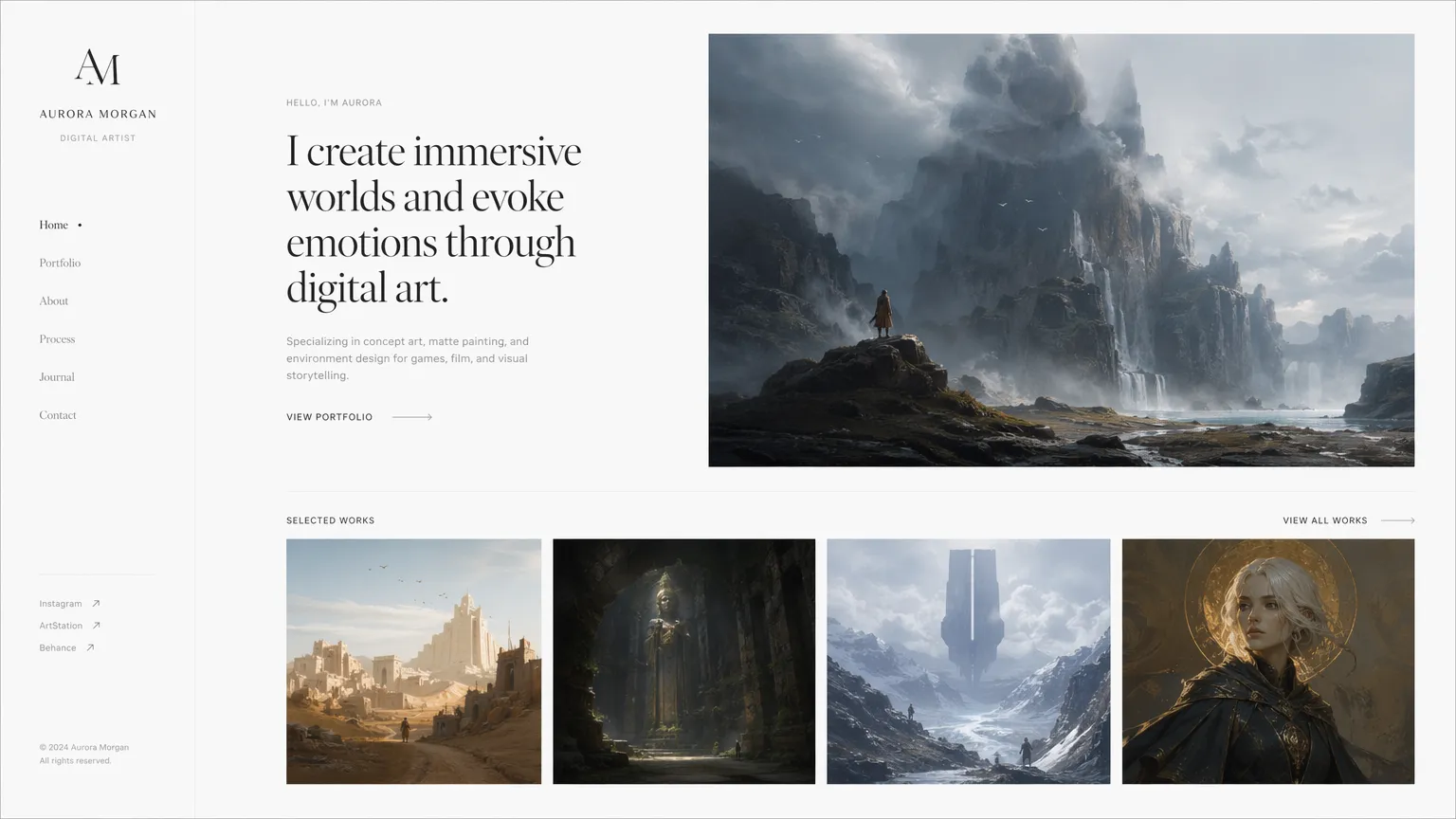 Minimalist Portfolio designed in Claude Design