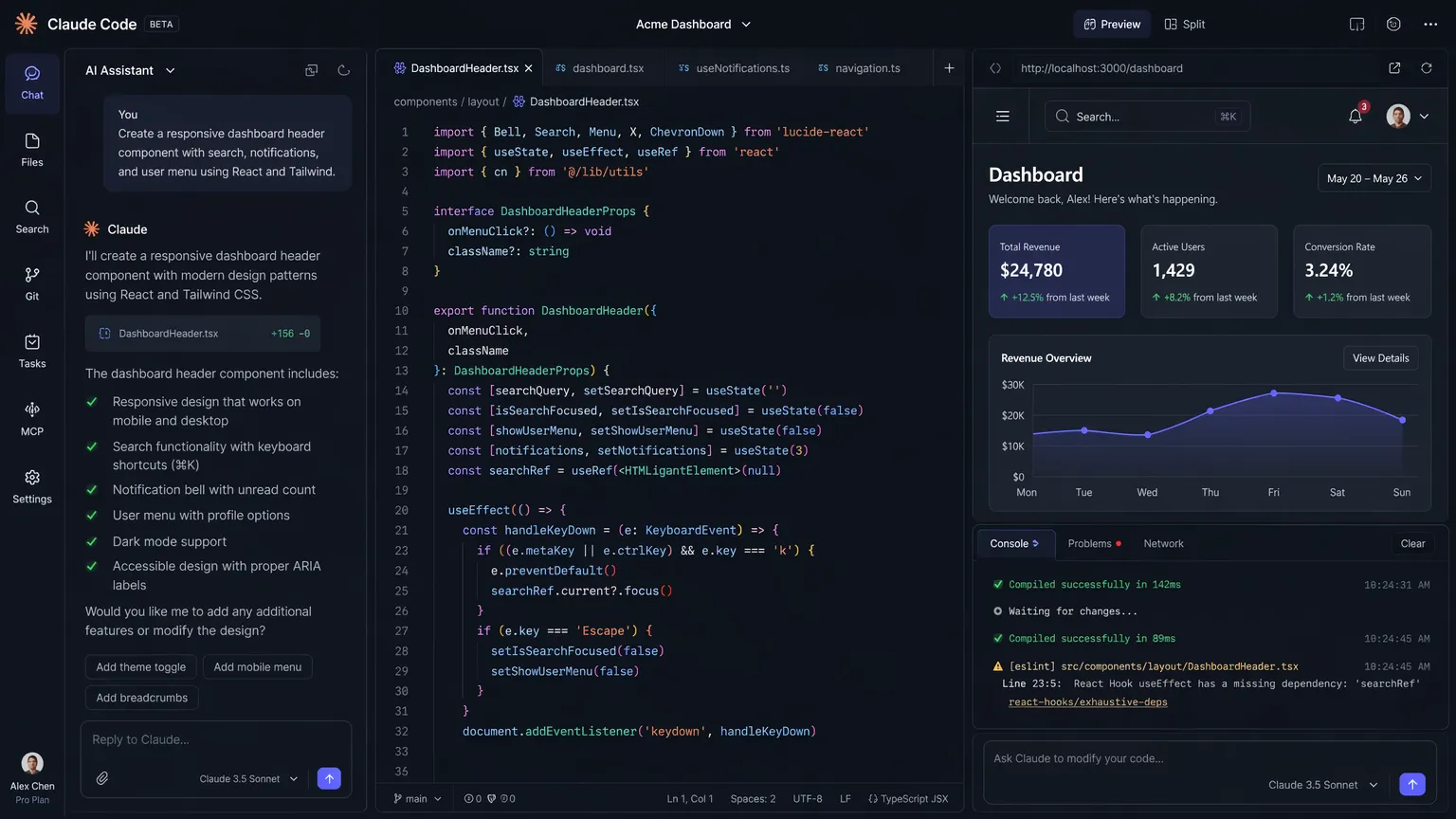 AI Coding Assistant Interface